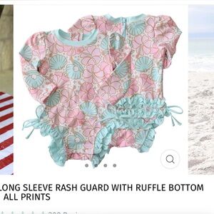 Caden Lane LONG SLEEVE RASH GUARD WITH RUFFLE BOTTOM